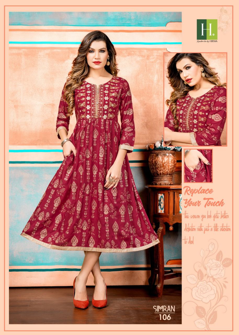 Hirwa Simran Exclusive Wear Latest Wholesale Kurti Collection